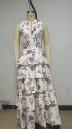 Women's Clothing Dress Fashion V-neck Strap Multi-layer