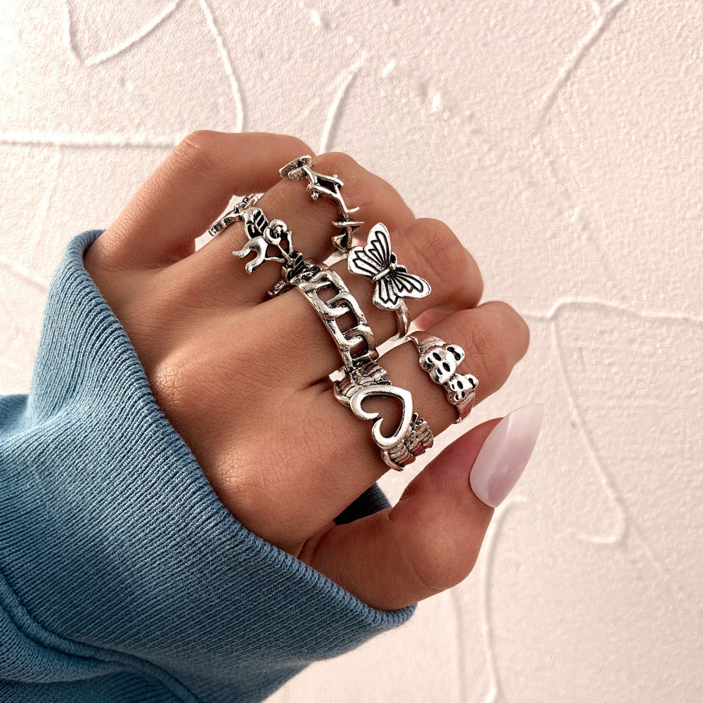 Statement Vintage Silver Spades Solitaire Knuckle Ring