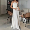 Summer Sexy Elegant Women's Solid Color Folding Swing Party Pleated Temperament Pure Color Jumpsuit