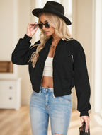 Solid Color Zipper Closure Bomber