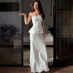 Women's New Solid Color Sleeveless Top Sheath Dress Suit