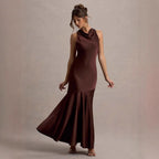 French Fishtail Shoulder Banquet Temperament Dress