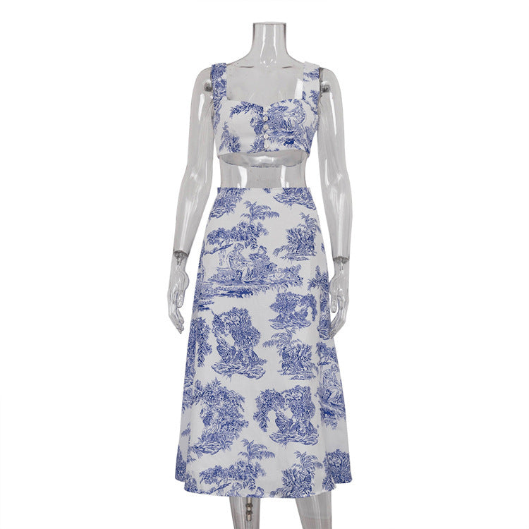 Tank Top  Hip Wrap  Half Skirt Fashionable And Stylish Two-piece Set