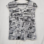 Women's Tribal Floral Print Hat Sleeve V-neck T-shirt