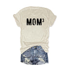 Women's 'MOM3' Print Round Neck T-Shirt - Casual Short Sleeve Tee