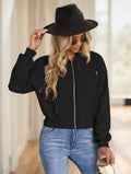 Solid Color Zipper Closure Bomber