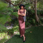 Simple Solid Color Square Collar Sling Dress