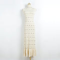 Solid Color Sleeveless Hollow Round Neck Knitted Dress