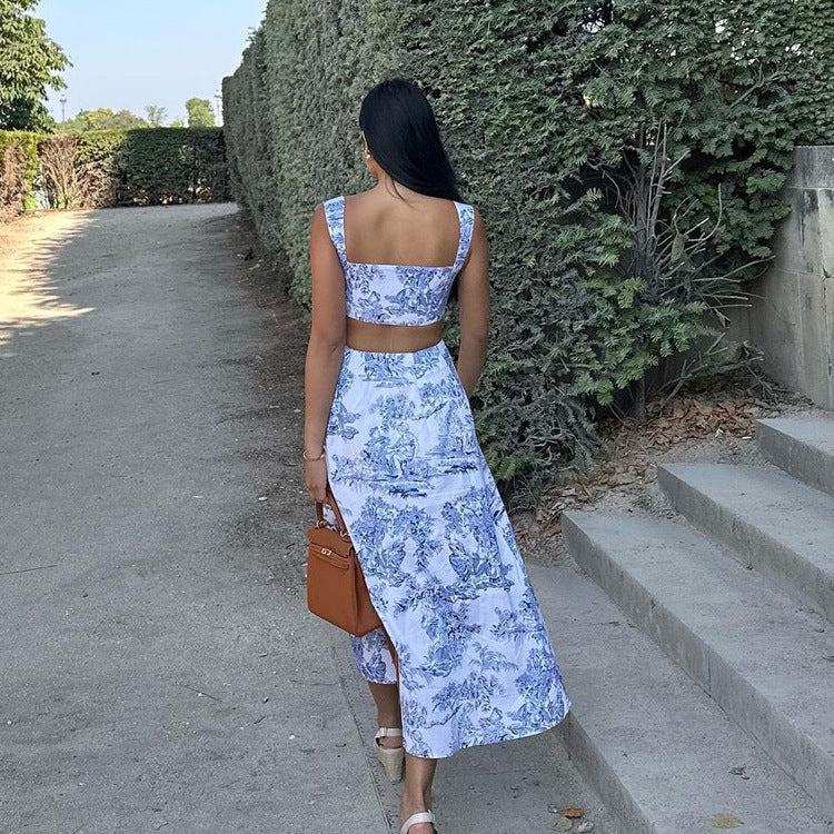 Tank Top  Hip Wrap  Half Skirt Fashionable And Stylish Two-piece Set