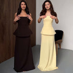 Women's New Solid Color Sleeveless Top Sheath Dress Suit