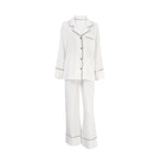 Simple And Comfortable Cardigan Pajamas Two-piece White Pocket Long Sleeve Ladies' Homewear