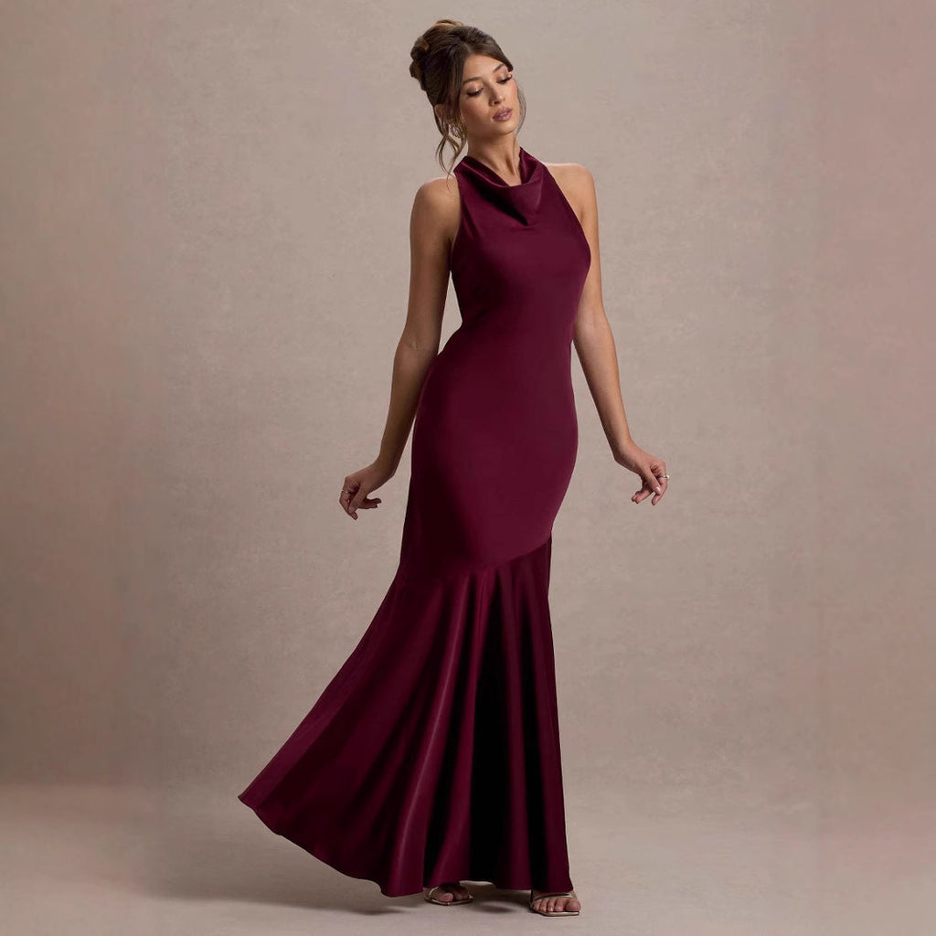 French Fishtail Shoulder Banquet Temperament Dress