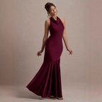 French Fishtail Shoulder Banquet Temperament Dress