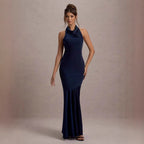 French Fishtail Shoulder Banquet Temperament Dress