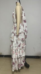 Women's Clothing Dress Fashion V-neck Strap Multi-layer