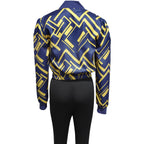 Women's V-neck Zipper Trendy Digital Print Long Sleeved Sweatshirt Jacket Long Pants Set
