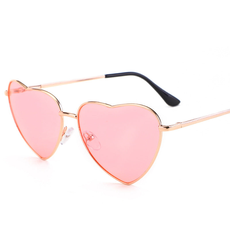 Metal Heart-shaped Sunglasses Peach Heart Funny
