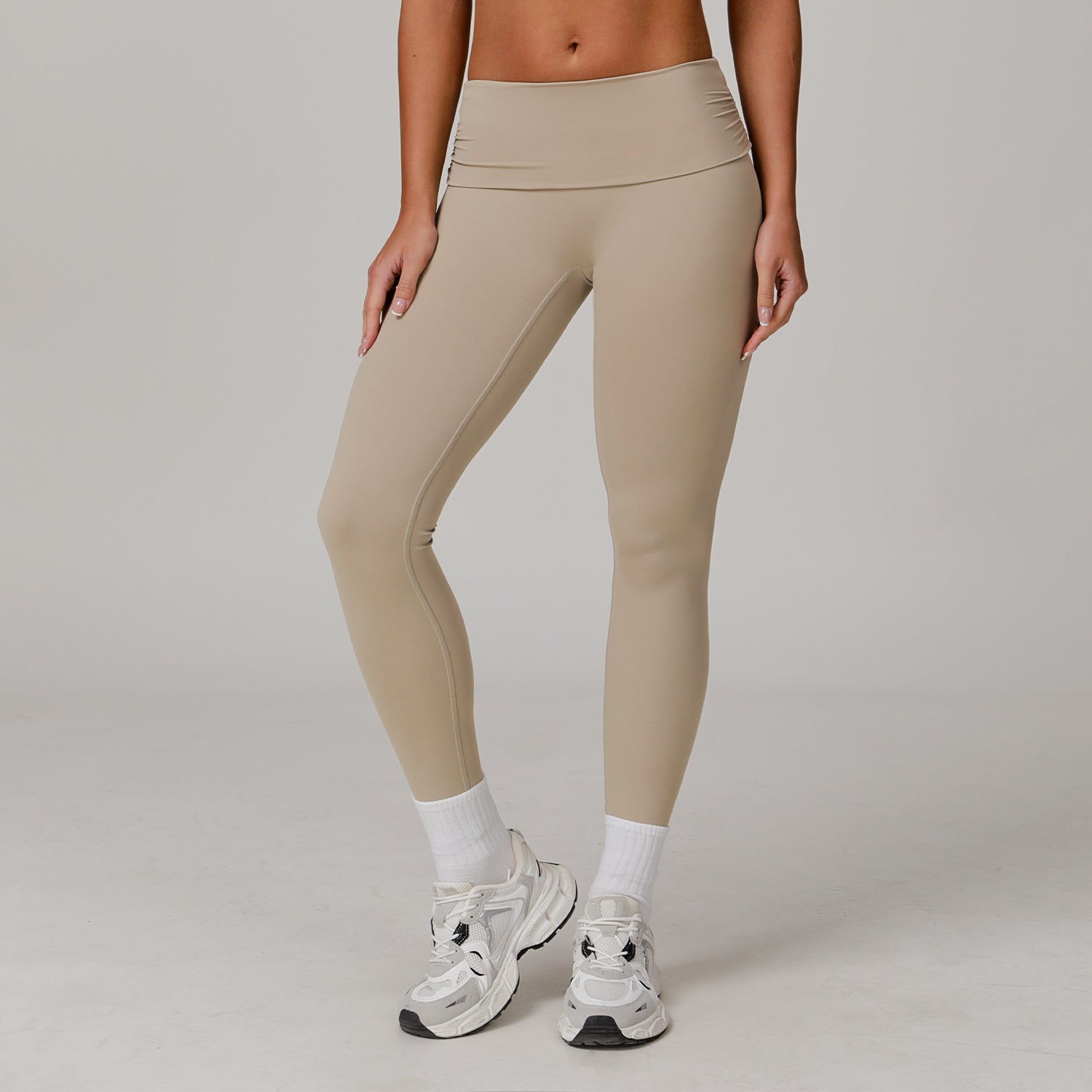 Fold High Waist Yoga Pants Women's Cloud-feeling Belly Contracting And Hip Lifting Sports Pants