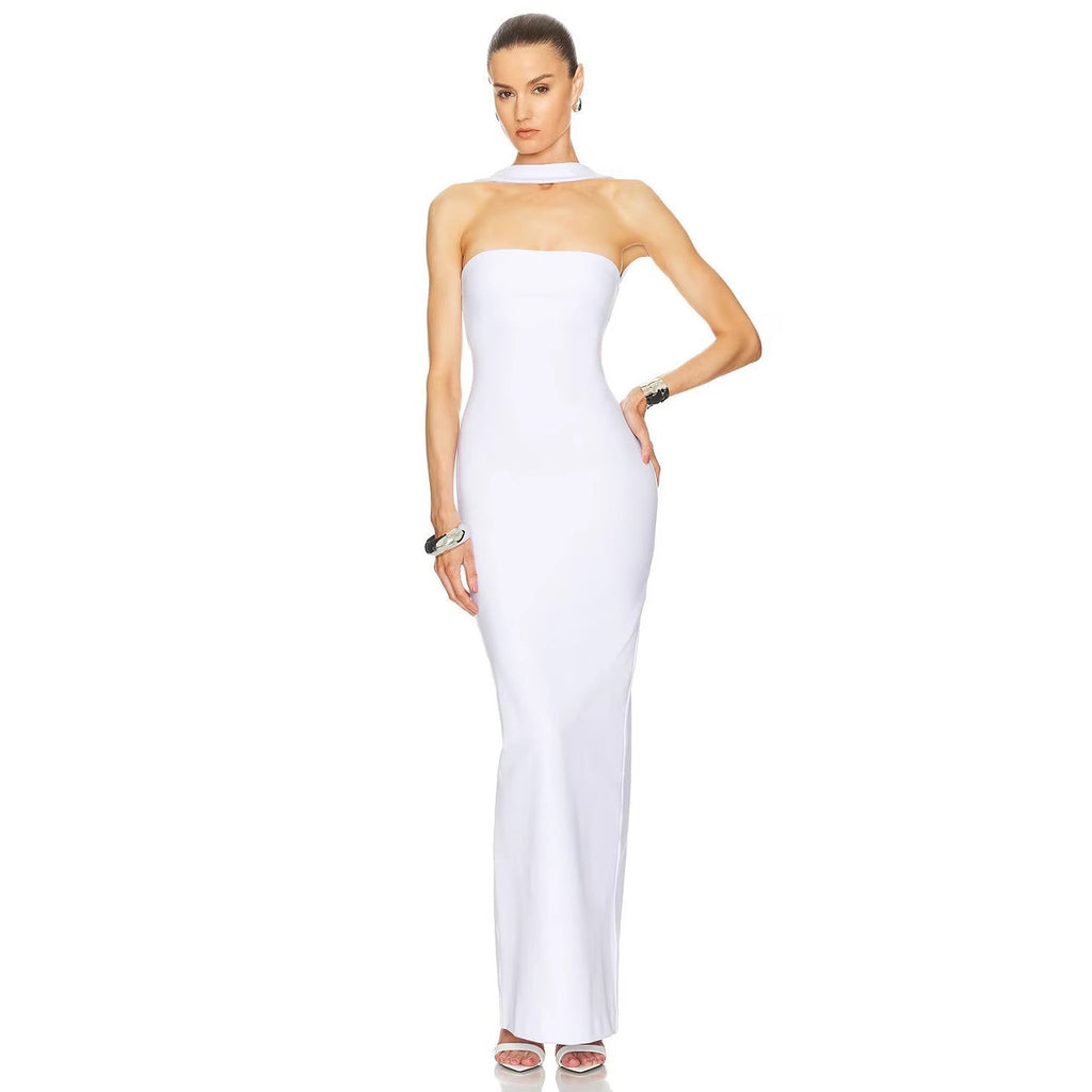Simple Halter Sheath Skinny Fashion Party Holiday Dress