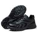 Men's puncture-resistant air work shoes, black, lace-up with thick tread sole