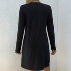 Women's Fashionable New Button Flat Neck Lace Border Pleated Dress