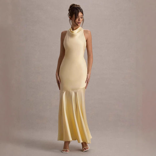 French Fishtail Shoulder Banquet Temperament Dress