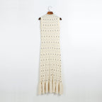 Solid Color Sleeveless Hollow Round Neck Knitted Dress