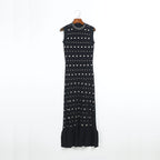 Solid Color Sleeveless Hollow Round Neck Knitted Dress