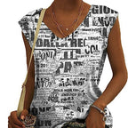 Women's Tribal Floral Print Hat Sleeve V-neck T-shirt