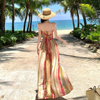 Waist Slimming Elegant Long Pure Style Tube Top Vacation Style Dress