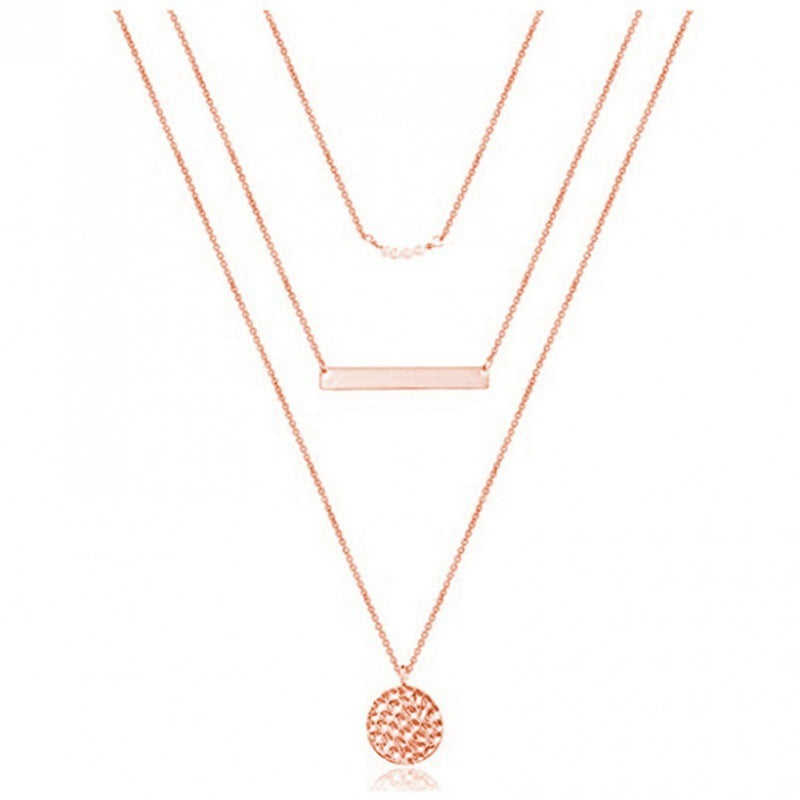 Multi Layered Metal Layered Pearl Necklace