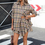 Plaid Skirt Casual Polo Collar Shirt Two-piece Suit