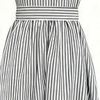 Women's Summer One Shoulder Striped Midi Dress Elegant Tie Waist Bodycon Dresses With Pockets