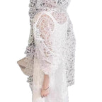 French Romantic White Lace Crocheted Sun Protection Shirt For Women